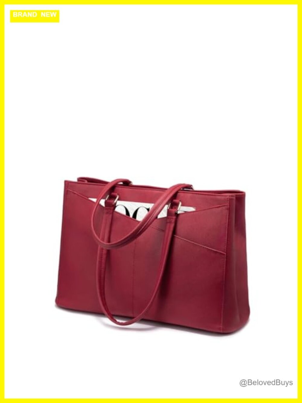PU Leather Laptop Tote Bag Fits 15.6 Inch Water-Resistant Work Briefcase